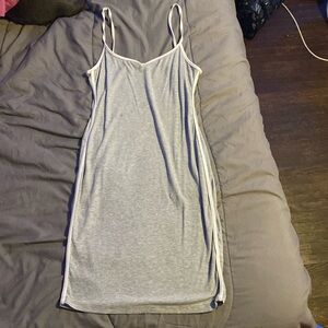 Grey bodycon dress.